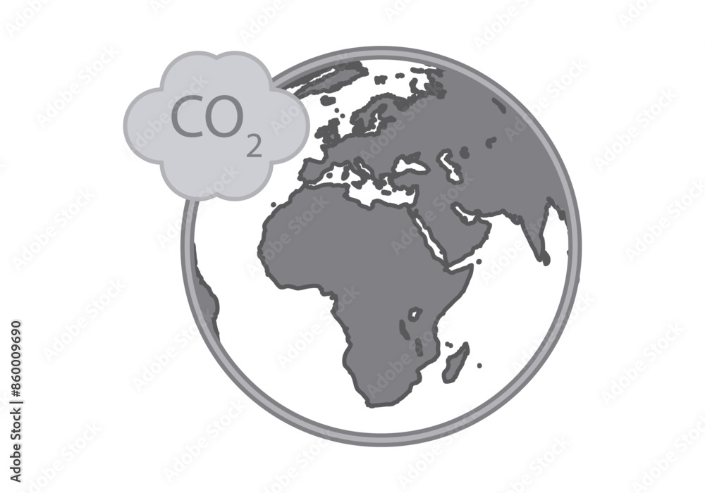 Planeta tierra gris con polución de dióxido de carbono