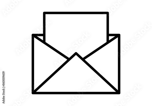 Icono negro de sobre de carta abierta
