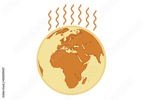 Planeta tierra cálido sufriendo calentamiento global