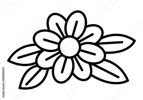 Icono negro de flores con hojas