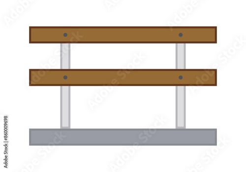 Valla de madera y metal sobre fondo blanco