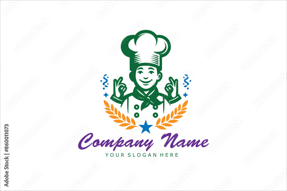 chef logo design vector illustration, restaurant symbol vector chef logo design vector illustration, restaurant symbol vector