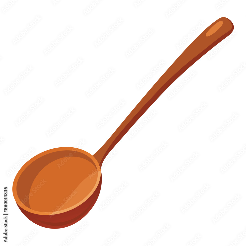Wooden ladle spoon with long handle isolated on white Wooden ladle spoon with long handle isolated on white