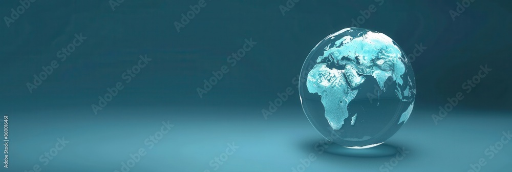 A simple, clean illustration of a glass globe showcasing the continents of Earth. Perfect for travel agencies and global travel companies. Generative AI A simple, clean illustration of a glass globe showcasing the continents of Earth. Perfect for travel agencies and global travel companies. Generative AI