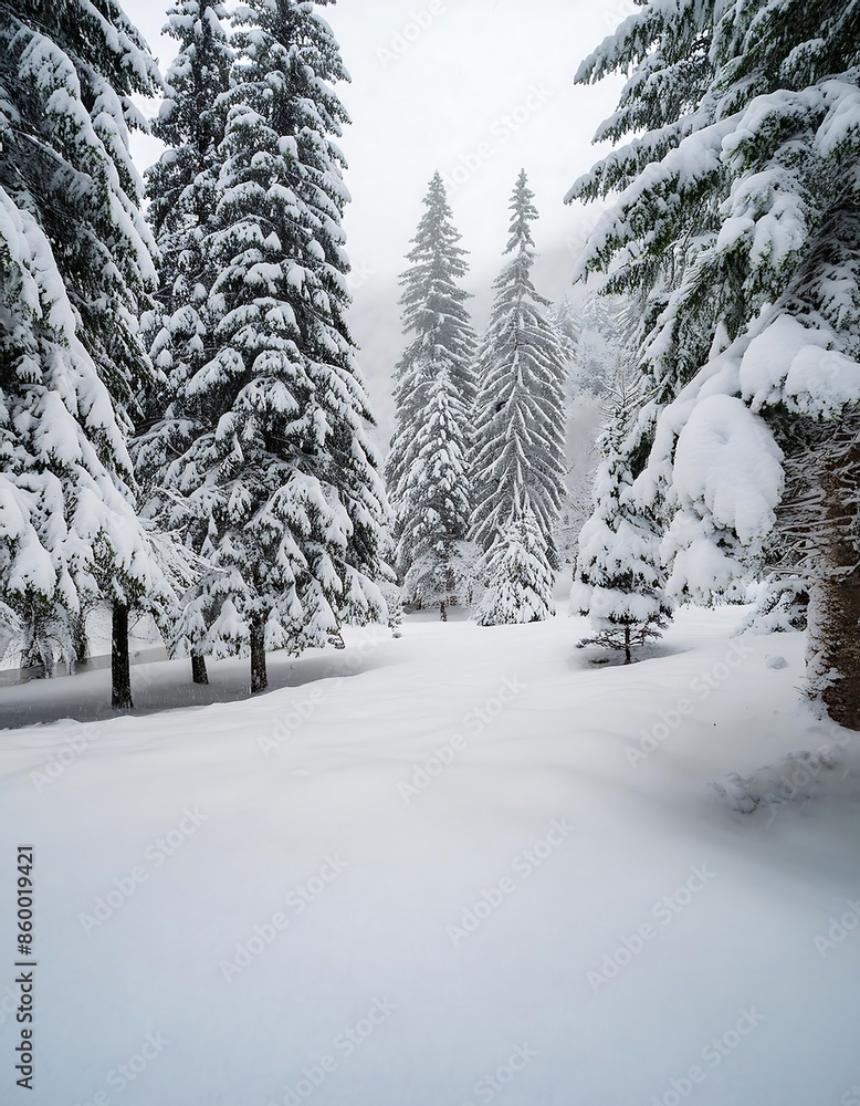 Naklejka premium winter landscape with snow covered trees