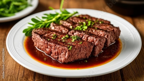  Deliciously grilled steak with a savory sauce ready to be enjoyed