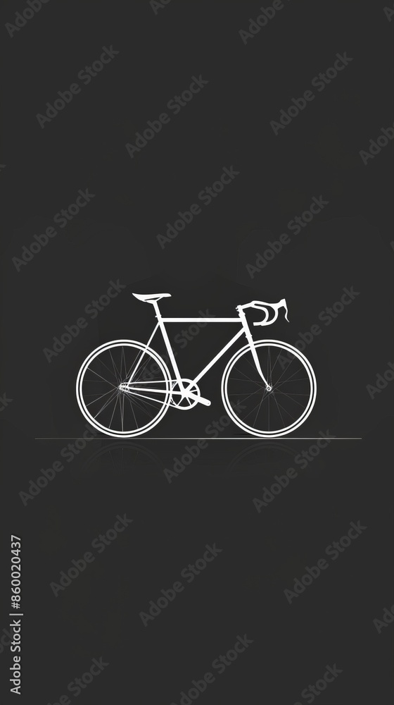 Simple dark wallpaper with a white, minimalist bicycle silhouette. ,Dark Color light ,vectorline design , illustration , Mobile Wallpaper Simple dark wallpaper with a white, minimalist bicycle silhouette. ,Dark Color light ,vectorline design , illustration , Mobile Wallpaper