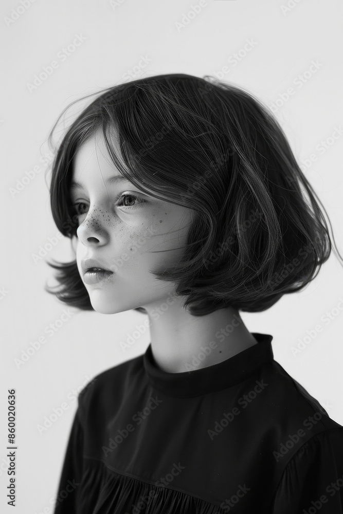 Sensual little model, stylish haircut. Kids fashion concept Sensual little model, stylish haircut. Kids fashion concept