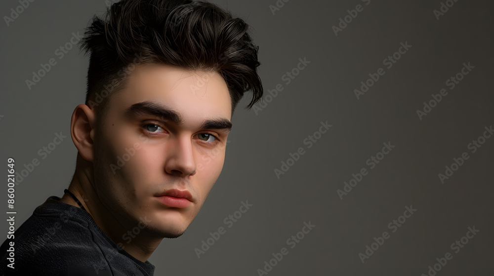 Obraz premium Young ukrainian man isolated on gray background : Generative AI