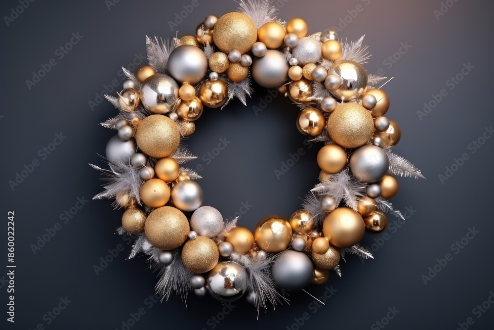 Christmas Wreath with golden balls. Christmas Wreath with golden balls.