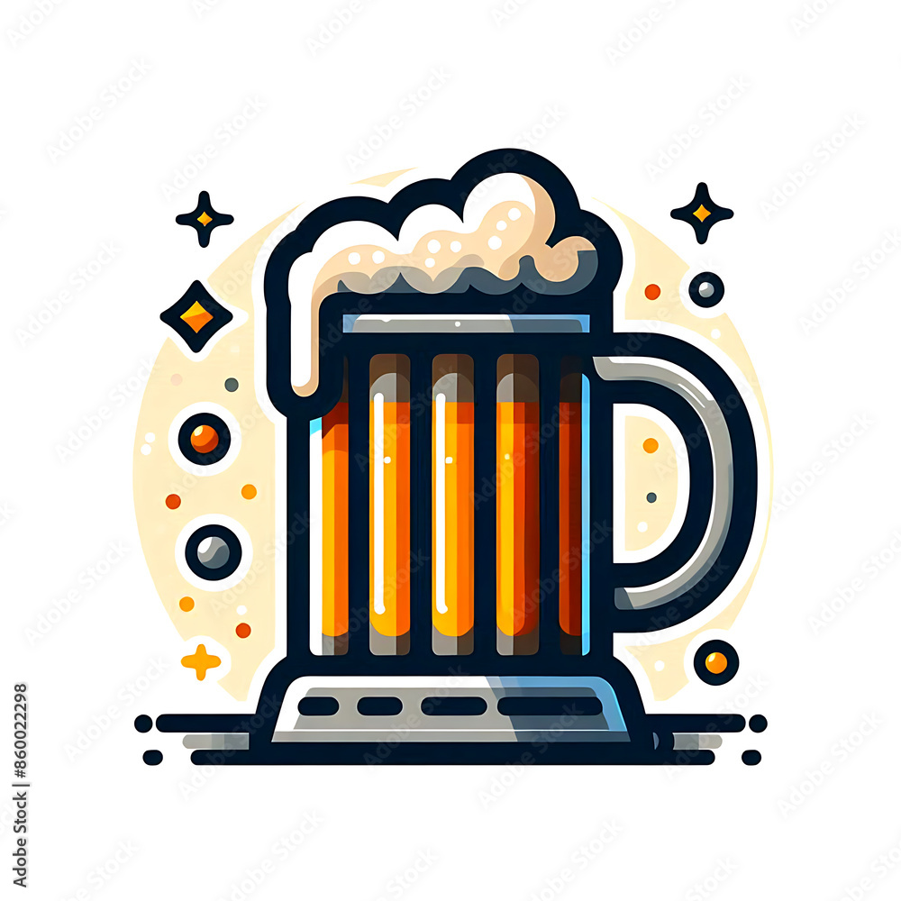 Stylized Beer Mug with Foam - High-Contrast Vector Illustration of a ...