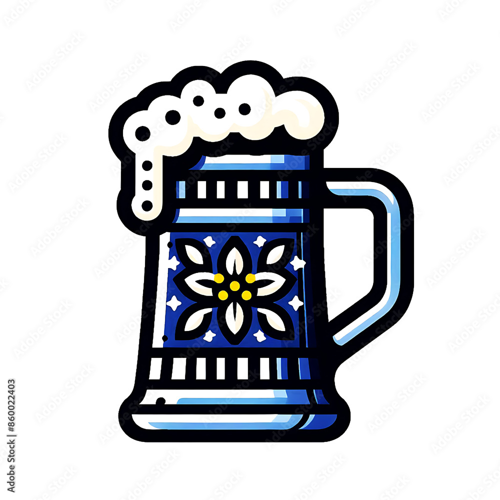 Stylized Beer Mug with Foam - High-Contrast Vector Illustration Ai image generative. Stylized Beer Mug with Foam - High-Contrast Vector Illustration Ai image generative.