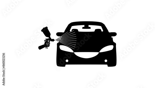 Car painting, black isolated silhouette