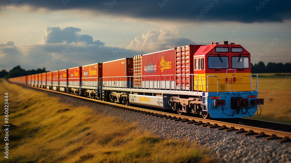 Photos of Container train on railway, Transportation and logistic. Photos of Container train on railway, Transportation and logistic.