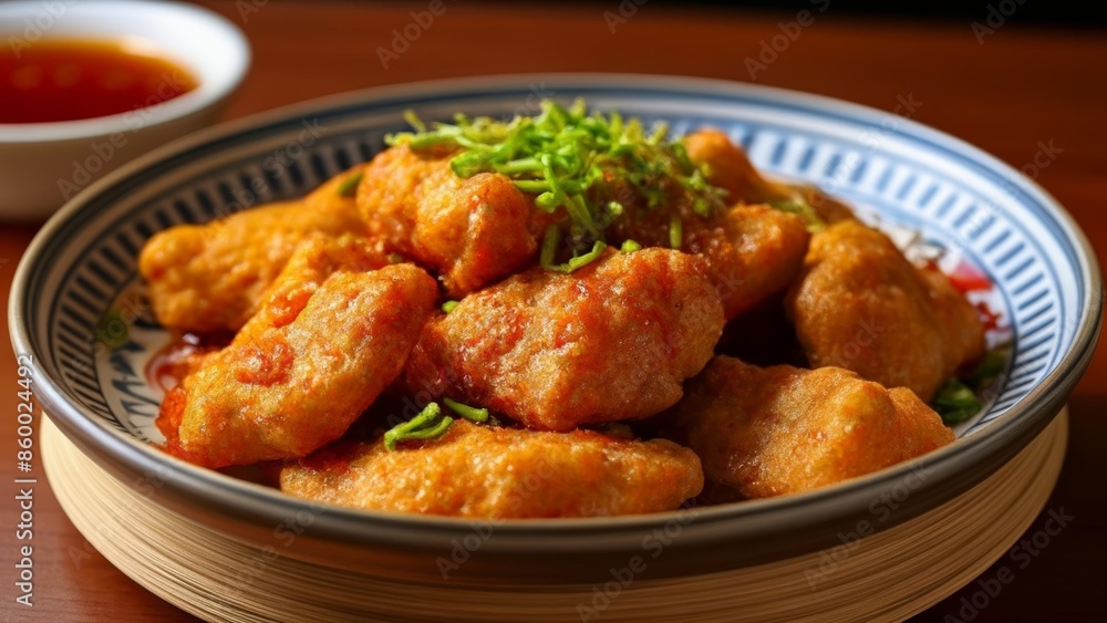Deliciously crispy fried chicken bites with a tangy sauce Deliciously crispy fried chicken bites with a tangy sauce