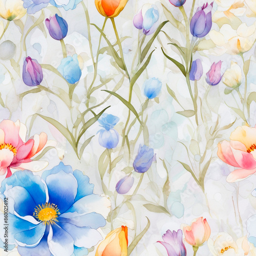 seamless watercolor floral primitive wallpaper