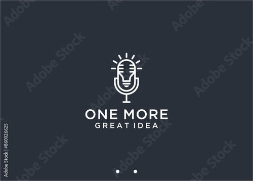 podcast with bulb logo design vector silhouette illustration