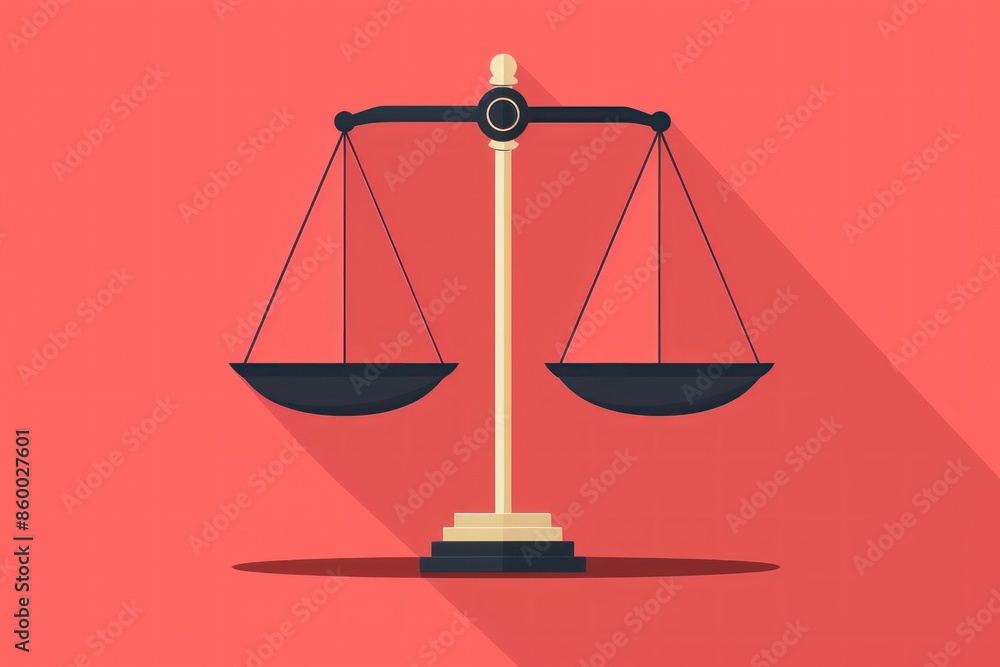 2D graphic of a balance scale icon, representing fairness and financial equilibrium, with a clean and modern design, featuring bold lines and a neutral color palette, perfect for legal and financial 2D graphic of a balance scale icon, representing fairness and financial equilibrium, with a clean and modern design, featuring bold lines and a neutral color palette, perfect for legal and financial
