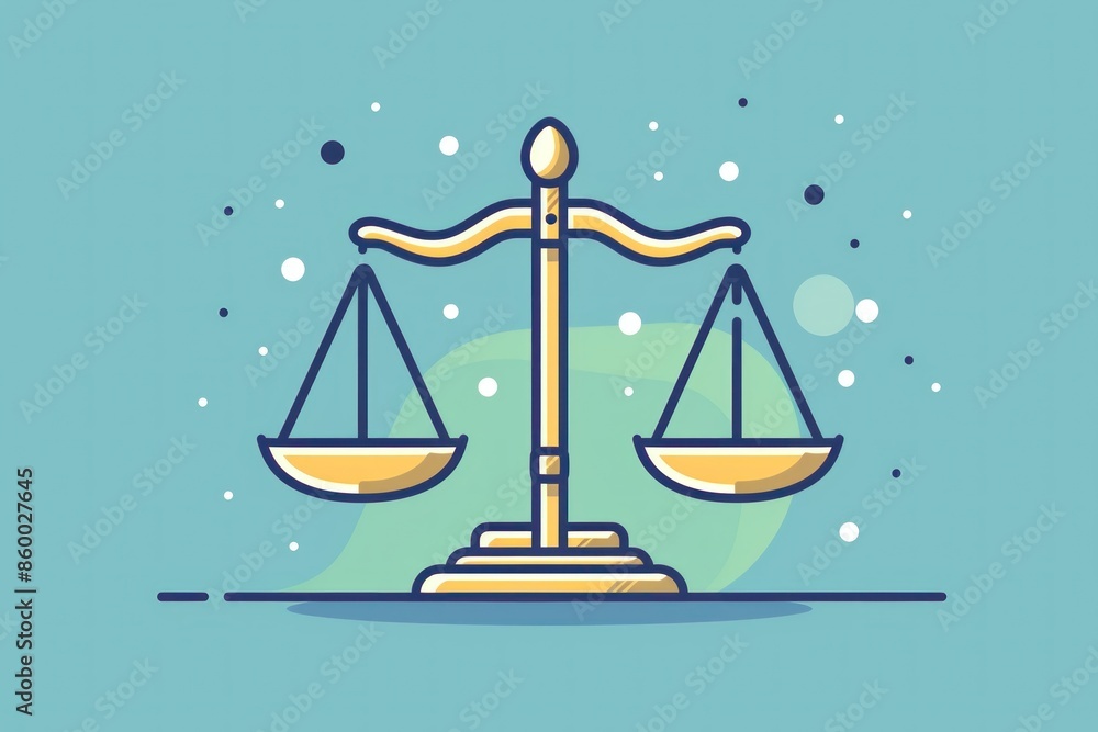 2D graphic of a balance scale icon, representing fairness and financial equilibrium, with a clean and modern design, featuring bold lines and a neutral color palette, perfect for legal and financial 2D graphic of a balance scale icon, representing fairness and financial equilibrium, with a clean and modern design, featuring bold lines and a neutral color palette, perfect for legal and financial
