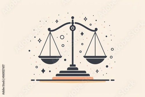 2D graphic of a balance scale icon, representing fairness and financial equilibrium, with a clean and modern design, featuring bold lines and a neutral color palette, perfect for legal and financial
