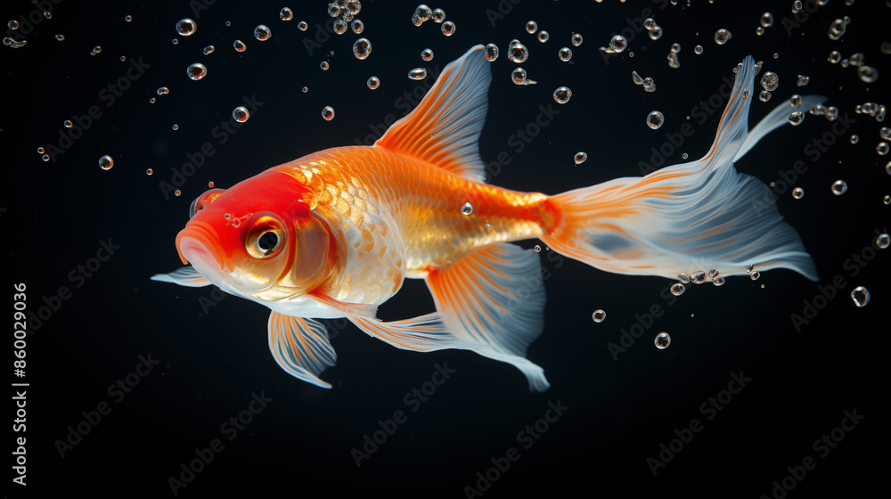 Mysterious and beautiful goldfish swimming in the water. Mysterious and beautiful goldfish swimming in the water.