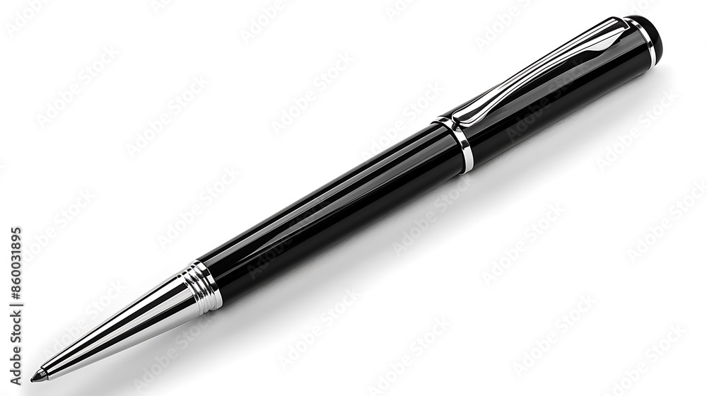 Stylish ballpoint pen with a streamlined design and precise writing point, isolated against a transparent backdrop Stylish ballpoint pen with a streamlined design and precise writing point, isolated against a transparent backdrop