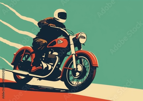 Retro Motorcycle Rider Pop Art Illustration