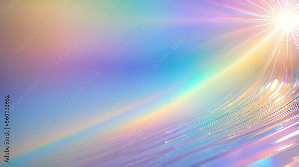 abstract prism light rainbow reflection background with vibrant holographic pastel colors, creating stunning and dreamy visual effect, digital art, fashion design, shiny flare glossy texture