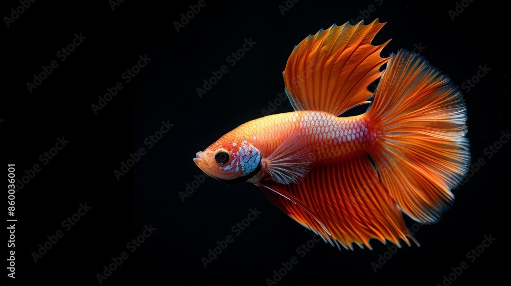 betta fighting fish on black background. betta fighting fish on black background.