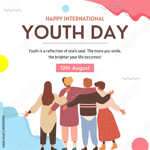 Pink Blue Happy International Youth Day Quote  photo