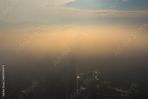 Photography Aerial Shot of TRX Tower Cover with Clouds at Sunrise
