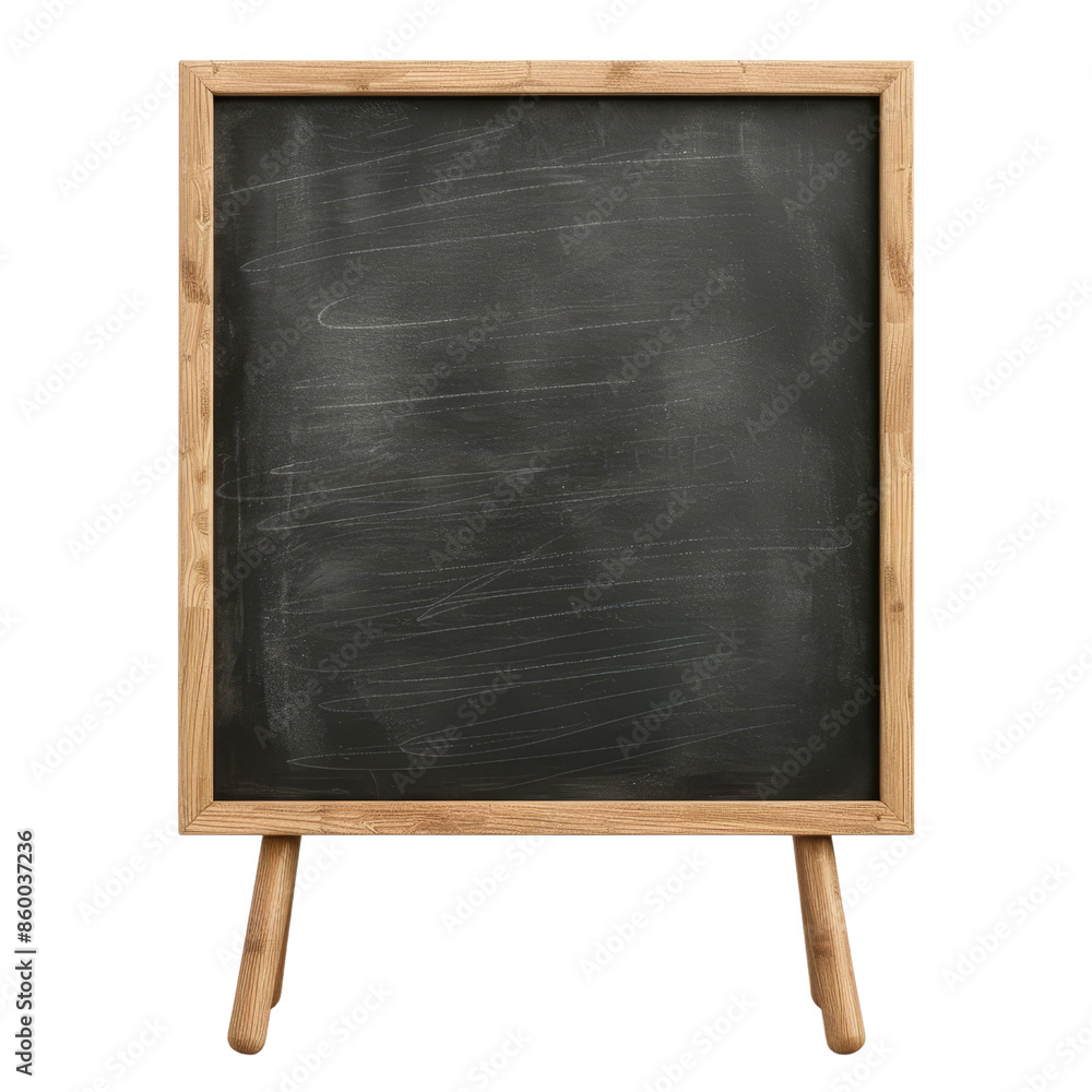 Blank wooden chalkboard on easel for nursery decoration clipart on transparent background Blank wooden chalkboard on easel for nursery decoration clipart on transparent background