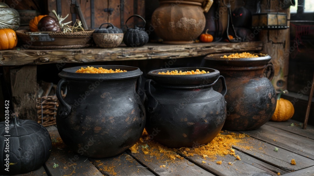 Assorted Cauldron Props for Halloween Display Assorted Cauldron Props for Halloween Display
