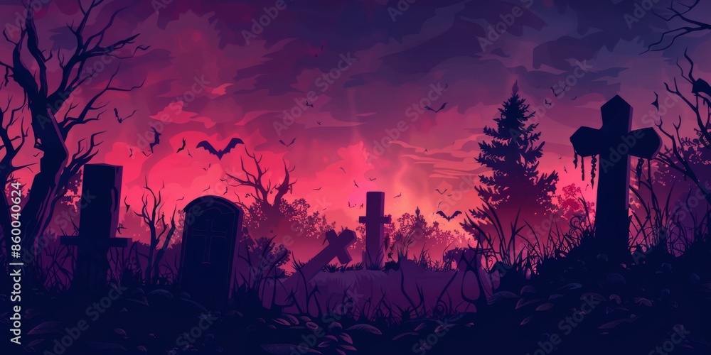 Creepy Graveyard Halloween Background Illustration Creepy Graveyard Halloween Background Illustration