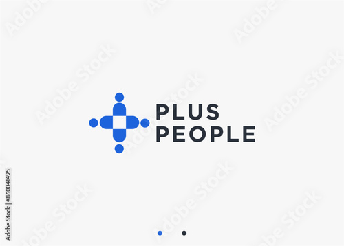 plus with people logo design vector silhouette illustration
