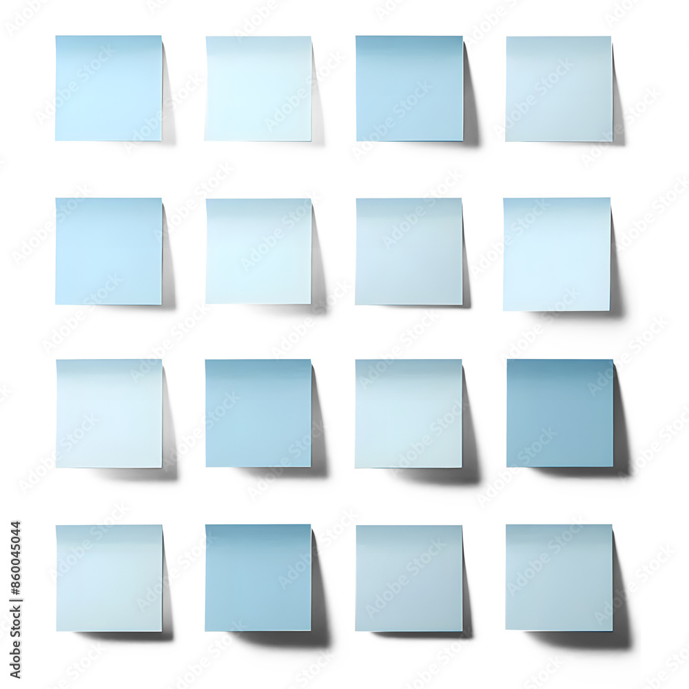 Isolated picture of a blue post-it note on a wall transparent background png