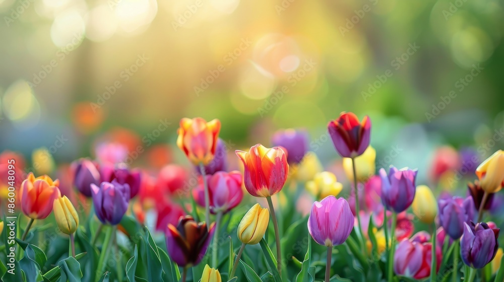 Vibrant floral backdrop evoking the essence of springtime Vibrant floral backdrop evoking the essence of springtime