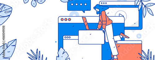 Programming teaching development flat character vector concept operation hand drawn illustration
