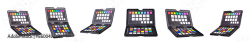 Set of color palette or color checker calibration passport for post production photo