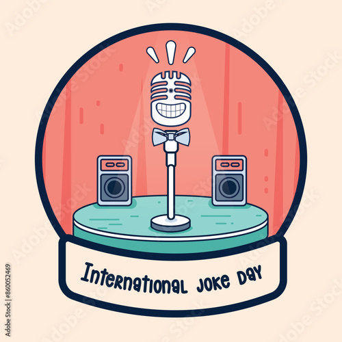 Vector Illustration of International joke day. Stand up show.
