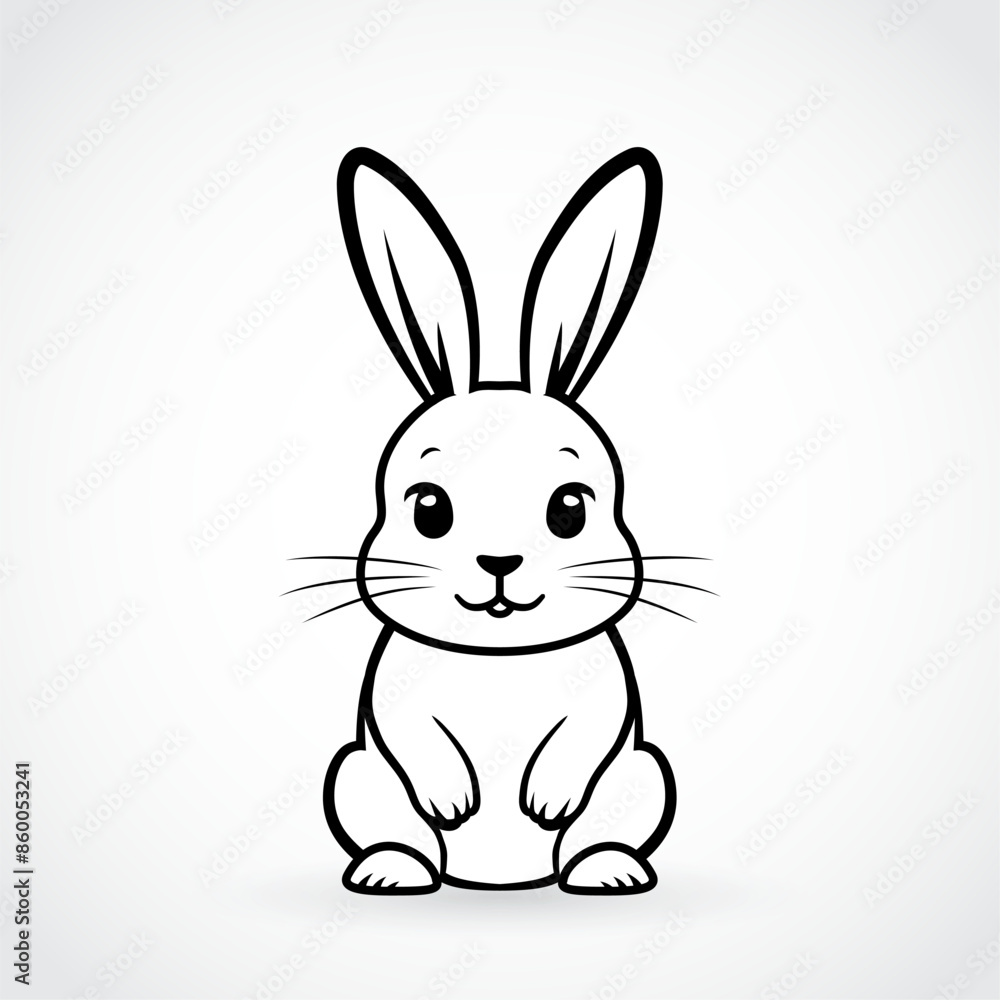 cute white rabbit, simple black white vector illustration cute white rabbit, simple black white vector illustration