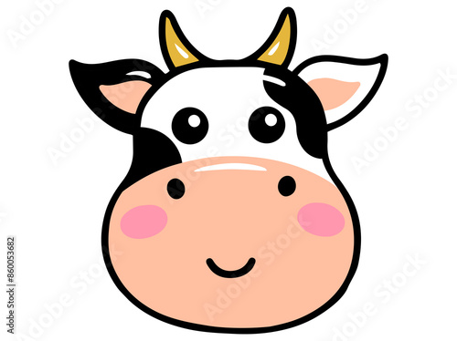 Cow Animal Head Cartoon Illustration