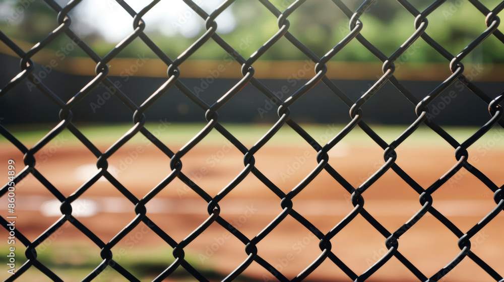 Fence on a baseball field on a sunny day for background. Background for design. Fence on a baseball field on a sunny day for background. Background for design.