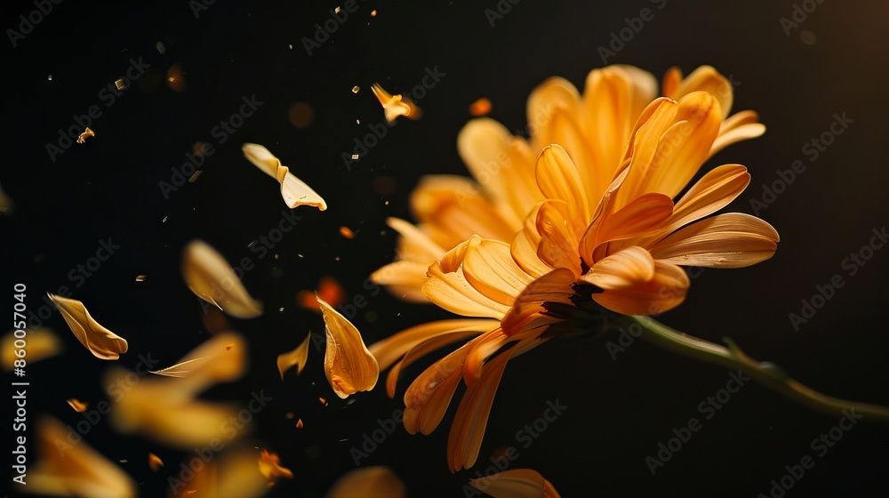 Fototapeta premium A flower is being blown away by the wind.