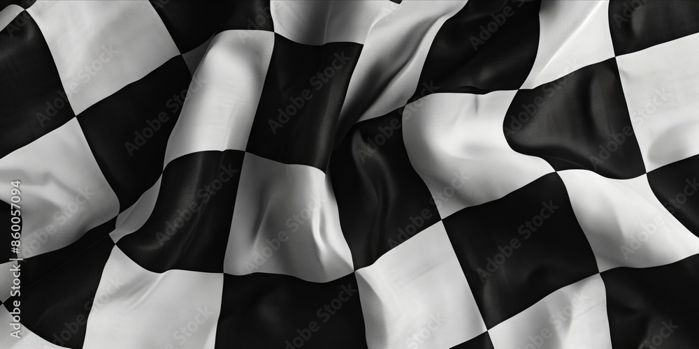 A black and white checkered flag is shown. A black and white checkered flag is shown.