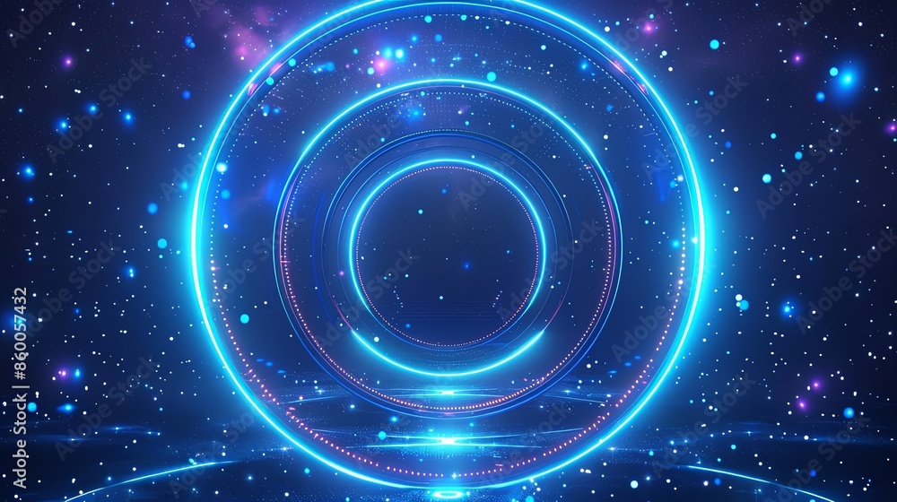 A collection of concentric rings and circular shapes in glowing blue light suggests dimensionality, unity, and futuristic design, accentuated by surrounding particles and cosmic elements. A collection of concentric rings and circular shapes in glowing blue light suggests dimensionality, unity, and futuristic design, accentuated by surrounding particles and cosmic elements.