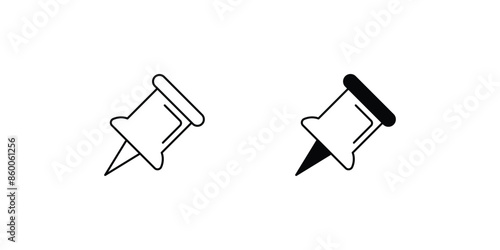 push pin icon with white background vector stock illustration