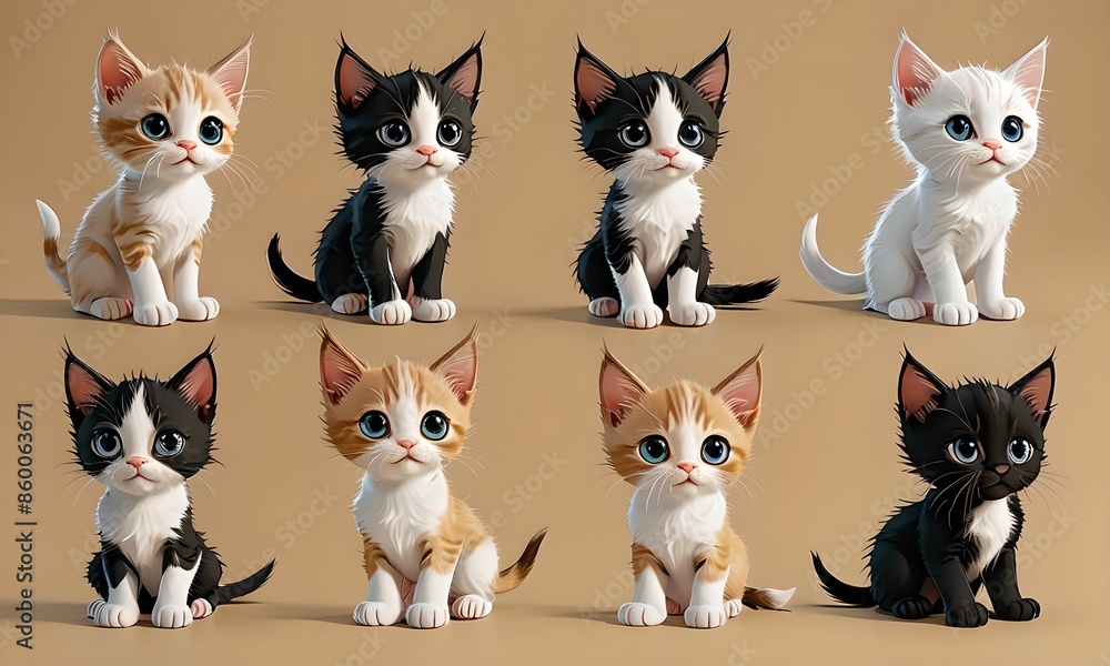 Wallpaper representing a pattern with cute kittens. Wallpaper representing a pattern with cute kittens.