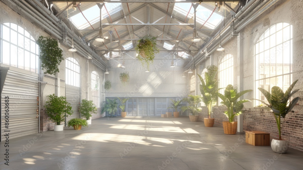 Sunlit Industrial Space with Greenery Sunlit Industrial Space with Greenery