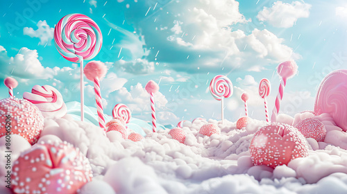 Fantasy surreal candy and sweets landscape